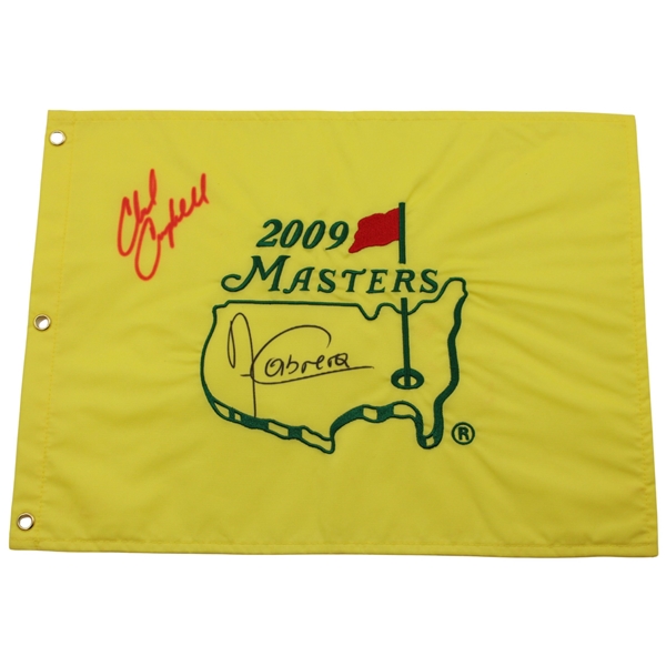 Angel Cabrera & Runner-Up Chad Campbell Signed 2009 Masters Embroidered Flag JSA ALOA