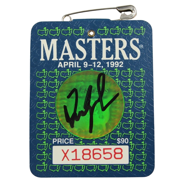 Fred Couples Signed 1992 Masters Tournament SERIES Badge #X18658 JSA ALOA