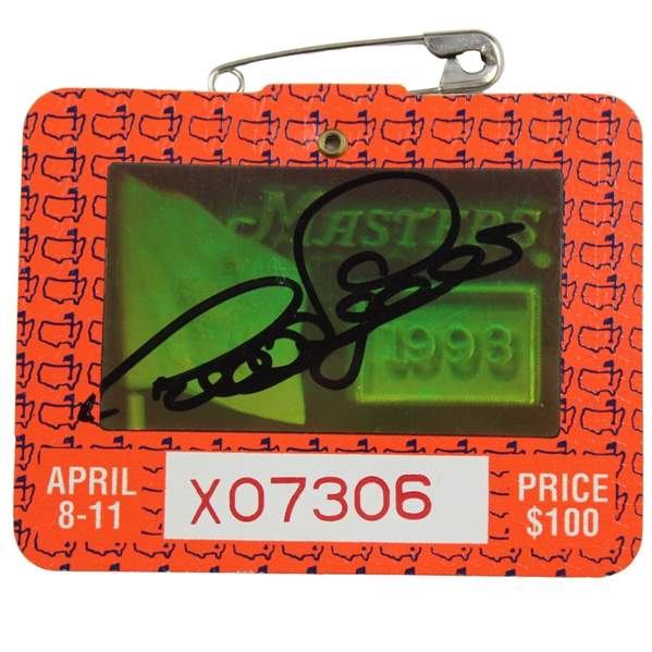 Bernhard Langer Signed 1993 Masters Tournament SERIES Badge #X07306 JSA ALOA