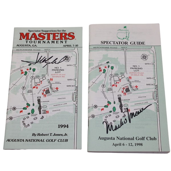 Jose Maria Olazabal & Mark OMeara Signed Masters Spectator Guides - 1994 & 1998 JSA ALOA