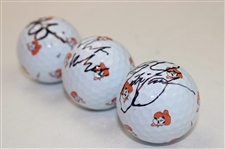 Viktor Hovland, Matt Wolff & Rickie Fowler Signed Oklahoma State Logo Golf Balls JSA ALOA