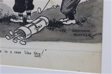 1934 'What do the Rules….like this! Matted Original Art Work by Graham Hunter - Framed