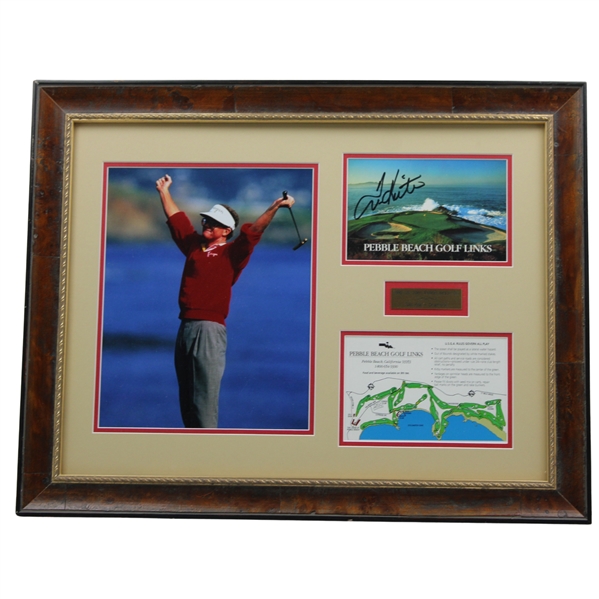 Tom Kite Signed 1992 US Open Pebble Beach Scorecard w/8x10 Photo - Matted & Framed JSA ALOA