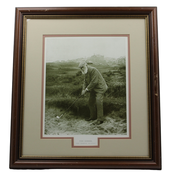 Old Tom Morris Open Champion 1961-62-64-67 Hitting Out of Bunker Matted Print - Framed