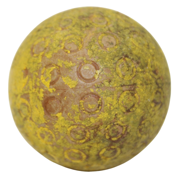 c.1930 Yellow Painted U.S. Tiger Donut Circles Golf Ball - Winter Ball?