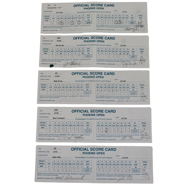 Mickelson, Daly & Calcavecchia & (7) others Signed 1994-95 Phoenix Open Official Scorecards