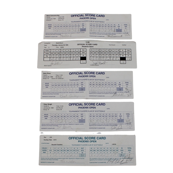 Watson, Irwin, Sutton & (7) others Signed 1994, 1998-99 Phoenix Open Official Scorecards