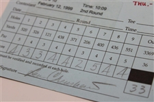 Crenshaw, Duval & Calcavecchia & (7) others Signed 1998 & 1999 Buick Invitational Official Scorecards