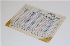 Bobby Locke Signed East Berks GC Scorecard From Personal Scrapbook JSA ALOA