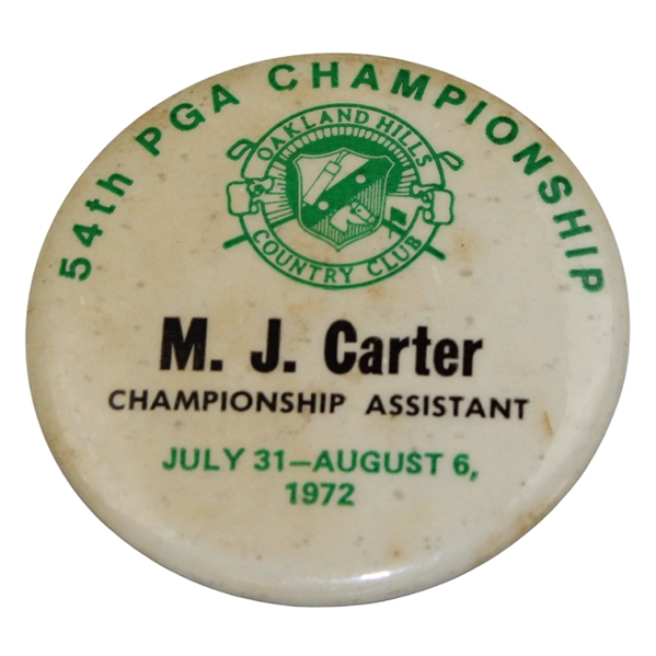1972 PGA Championship at Oakland Hills Assistant Badge