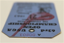 1963 US Open at The Country Club Second Round Ticket - Julius Boros Win