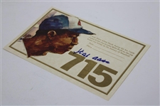 Hank Aaron Signed 715th Home Run Attendance Certificate JSA ALOA