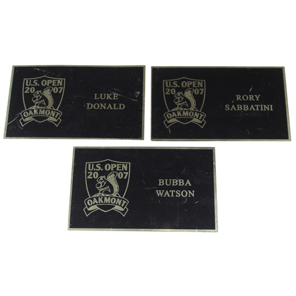 Bubba Watson, Luke Donald & Rory Sabbatini 2007 US Open at Oakmont Locker Nameplates