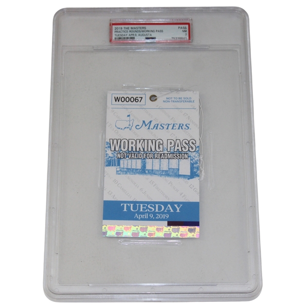 2019 Masters Tournament Tuesday Working Pass Ticket PSA NM-7 - Tiger Woods Win