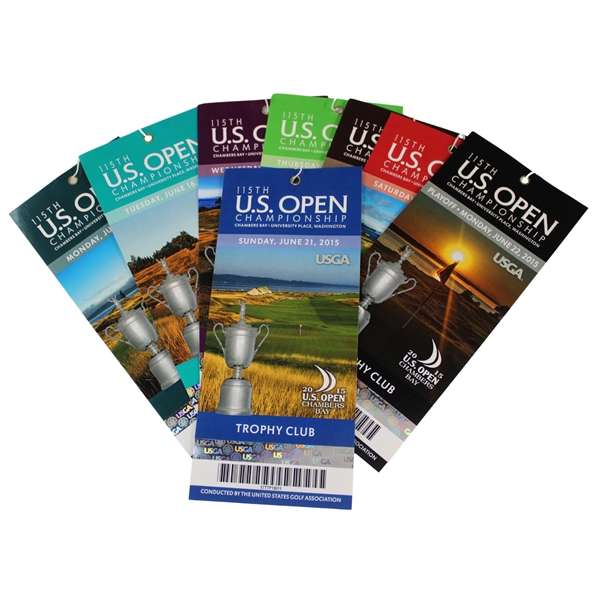 2015 US Open at Chambers Bay Full Ticket Set - Monday through Playoff - Jordan Spieth Win