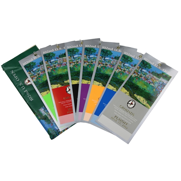 2002 US Open at Bethpage Black Full Ticket Set Minus Sunday w/Envelope - Tiger Win!