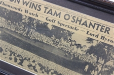 Byron Nelson Signed 1942 Seattle Post 'Nelson Wins Tam O'Shanter Open' - Framed JSA ALOA