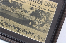 Byron Nelson Signed 1942 Seattle Post 'Nelson Wins Tam O'Shanter Open' - Framed JSA ALOA