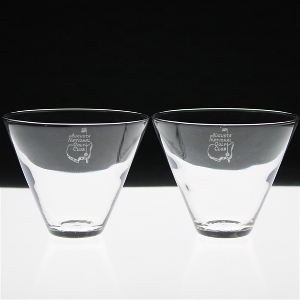 Pair of Augusta National Golf Club Sterling Cut Stemless Martini Glasses