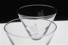 Pair of Augusta National Golf Club Sterling Cut Stemless Martini Glasses