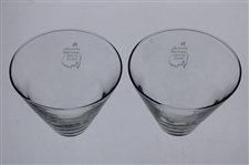 Pair of Augusta National Golf Club Sterling Cut Stemless Martini Glasses