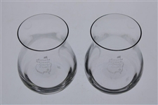 Pair of Augusta National Golf Club Sterling Cut Stemless Liquor Glasses