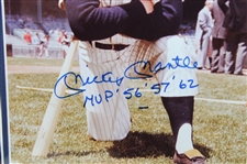 Mickey Mantle Signed Three Time MVP Framed Display Full JSA Letter #BB06471