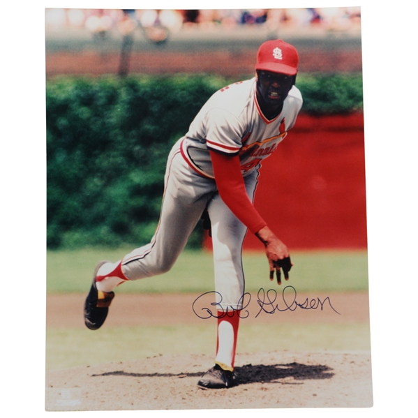 Bob Gibson Signed 16x20 Cardinals Photo JSA ALOA