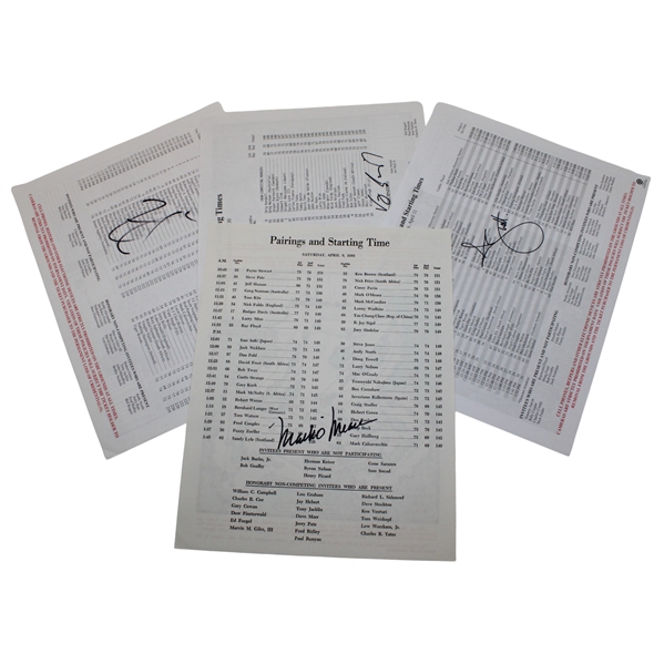 Zach Johnson, Mark OMeara, Adam Scott & Vijay Singh Signed Masters Pairing Sheets JSA ALOA