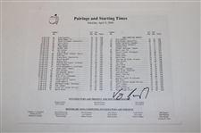 Zach Johnson, Mark O'Meara, Adam Scott & Vijay Singh Signed Masters Pairing Sheets JSA ALOA