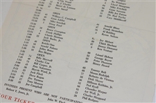1958 Masters Tournament Thursday Pairing Sheet - Arnold Palmer Winner