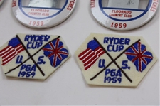 Eleven (11) 1959 Ryder Cup at Eldorado Badges & (4) Patches