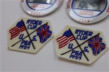 Eleven (11) 1959 Ryder Cup at Eldorado Badges & (4) Patches