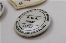 Three (3) 1963 Ryder Cup at East Lake Badges, (3) Guest Badges & (2) Team Patches