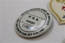 Three (3) 1963 Ryder Cup at East Lake Badges, (3) Guest Badges & (2) Team Patches