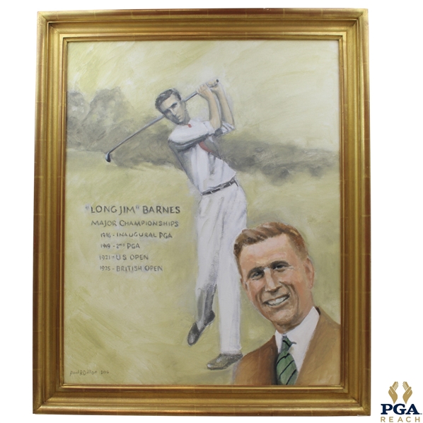 Original "Long" Jim Barnes Major Championships Pastel & Pencil on Canvas by Artist Paul R Dillon - 2016