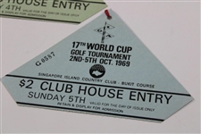 Five (5) 1969 World Cup Golf Tournament Tickets - Thursday-Sunday - Trevino & Moody Win