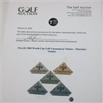 Five (5) 1969 World Cup Golf Tournament Tickets - Thursday-Sunday - Trevino & Moody Win