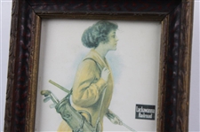 Lackawanna Railroad Lady Golfer with Mirror - Framed