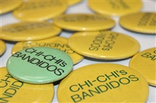 Large Group of Chi Chi's Banditos Pins - Yellow, Green & Two (2) Extra Large 1981 Hillcrest