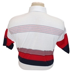 Chi Chi Rodriguez's Personal Aureus Red, White & Blue Striped Polo w/Sponsor - M
