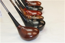 Macgregor Woods M-33 Driver, AT2W Driver Tommy Armour, 925W 2 Wood, Jack Nicklaus Muirfield 3-Wood, DX1W 5 Wood & Macgregor Driver Eye-O-Matic