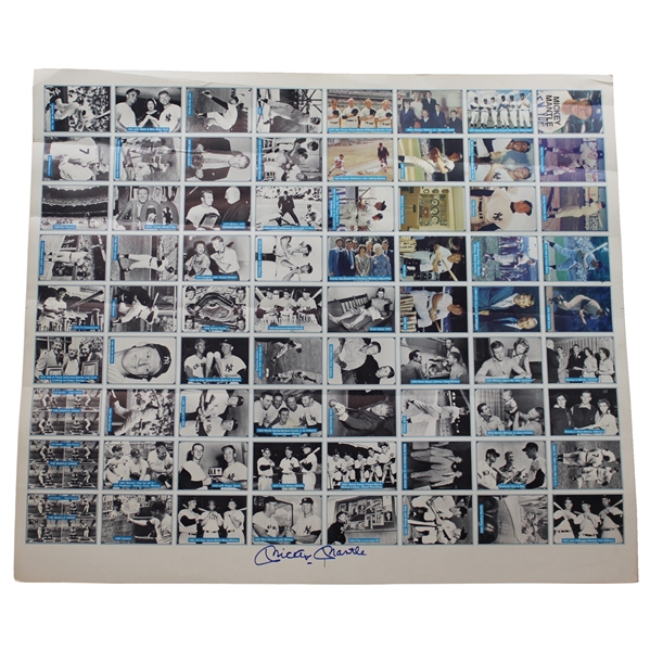 Mickey Mantle Signed Uncut Card Sheet Oversize Poster JSA ALOA
