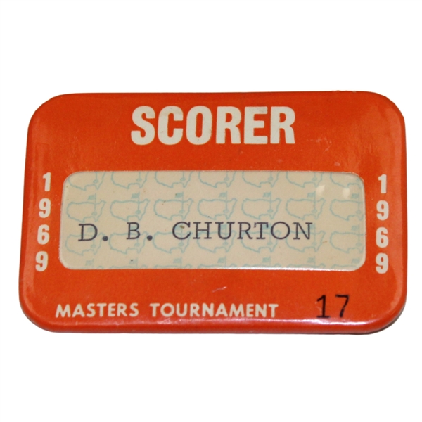 1969 Masters Tournament Scorer Badge