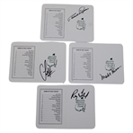Mark OMeara, Bernhard Langer, Ray Floyd & Sandy Lyle Signed Augusta National GC Scorecards JSA ALOA