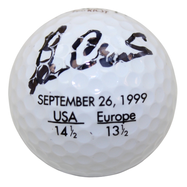 Ben Crenshaw Signed 1999 Ryder Cup Final Score Logo Golf Ball JSA ALOA