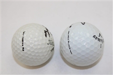 Hofers Mario Lemieux (NHL) & Joe Theisman (College Football) Signed Golf Balls JSA ALOA