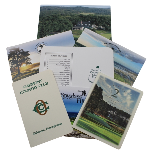 Seven (7) Official Scorecards - ANGC, Oakmont CC, Pinehurst No. 2 & others