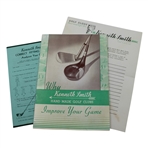 1939 Kenneth Smith Golf Clubs Brochure w/Club Fitting Chart & Referral Sheet