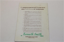 1939 Kenneth Smith Golf Clubs Brochure w/Club Fitting Chart & Referral Sheet
